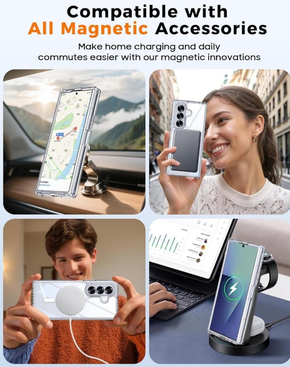 Samsung Z Fold 7 MagSafe-Compatible Clear Protective Case – Shockproof, Magnetic & Wireless Charging Ready