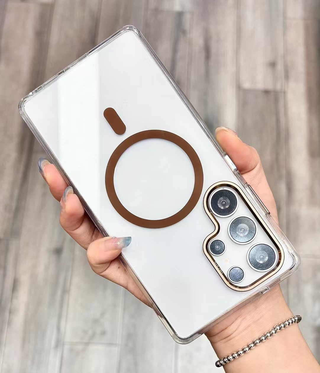 HENKS Hazel Vegan Leather Case – Premium Textured Finish with Designer Metal Camera Bezel