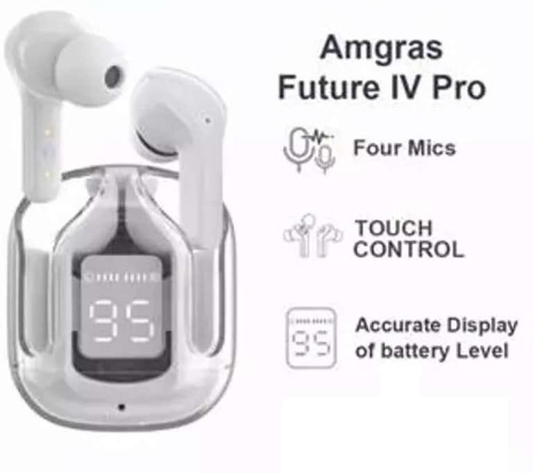 TRUE Ultrapod Pro TWS Transparent Bluetooth 5.3 Earbuds with LED Display, ENC Noise Reduction & 30H Battery Life