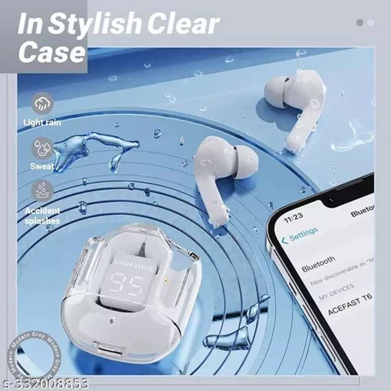 TRUE Ultrapod Pro TWS Transparent Bluetooth 5.3 Earbuds with LED Display, ENC Noise Reduction & 30H Battery Life