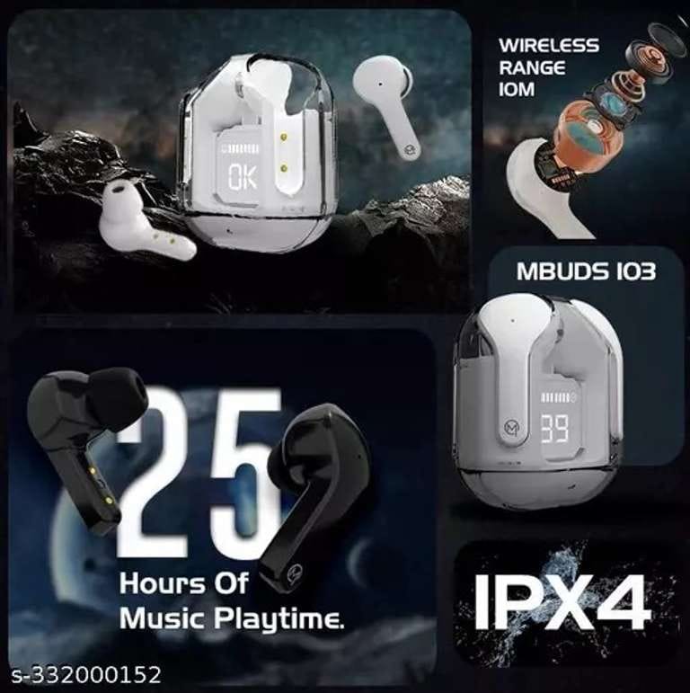 TRUE Ultrapod Pro TWS Transparent Bluetooth 5.3 Earbuds with LED Display, ENC Noise Reduction & 30H Battery Life