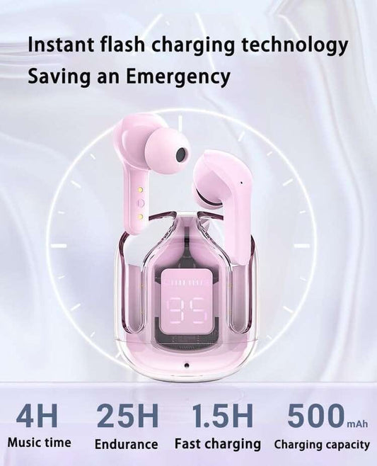 TRUE Ultrapod Pro TWS Transparent Bluetooth 5.3 Earbuds with LED Display, ENC Noise Reduction & 30H Battery Life