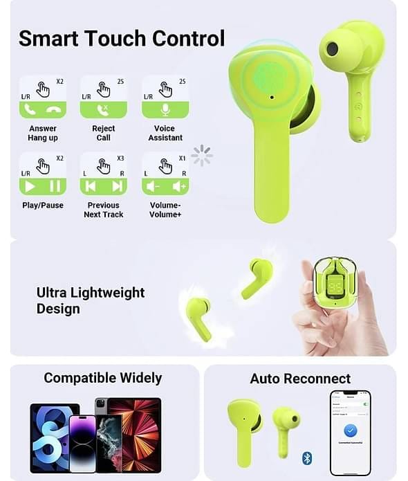 TRUE Ultrapod Pro TWS Transparent Bluetooth 5.3 Earbuds with LED Display, ENC Noise Reduction & 30H Battery Life
