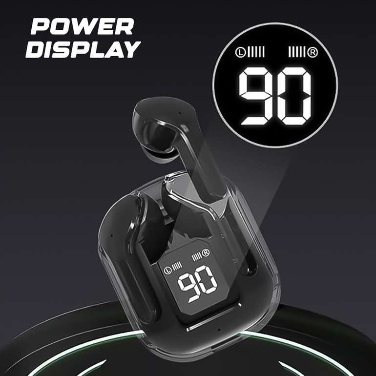TRUE Ultrapod Pro TWS Transparent Bluetooth 5.3 Earbuds with LED Display, ENC Noise Reduction & 30H Battery Life