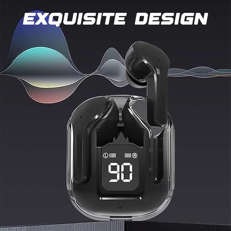 TRUE Ultrapod Pro TWS Transparent Bluetooth 5.3 Earbuds with LED Display, ENC Noise Reduction & 30H Battery Life