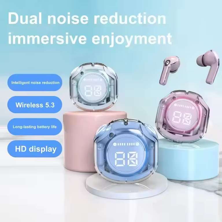 TRUE Ultrapod Pro TWS Transparent Bluetooth 5.3 Earbuds with LED Display, ENC Noise Reduction & 30H Battery Life