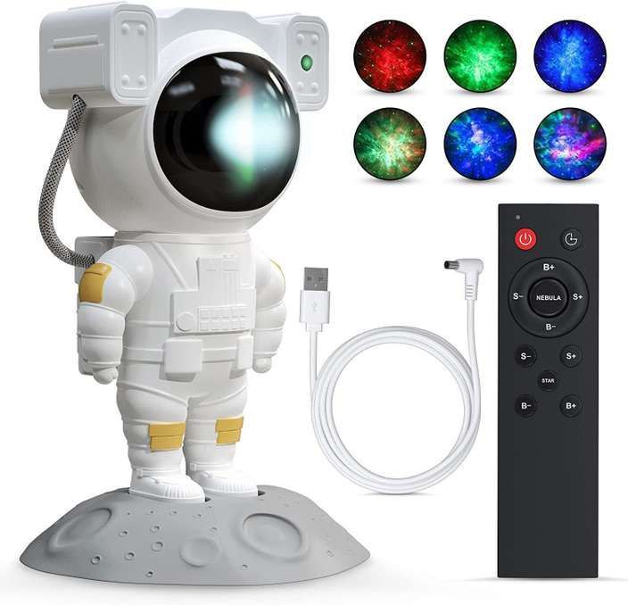 Astronaut Starry Sky Galaxy Projector Lamp with Remote Control – 360° Rotating Nebula Night Light