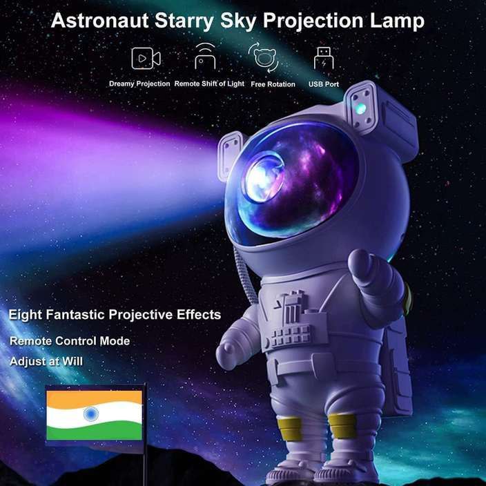 Astronaut Starry Sky Galaxy Projector Lamp with Remote Control – 360° Rotating Nebula Night Light