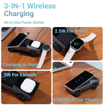 CyberDock Cybertruck-like 3-in-1 Wireless Charging Station