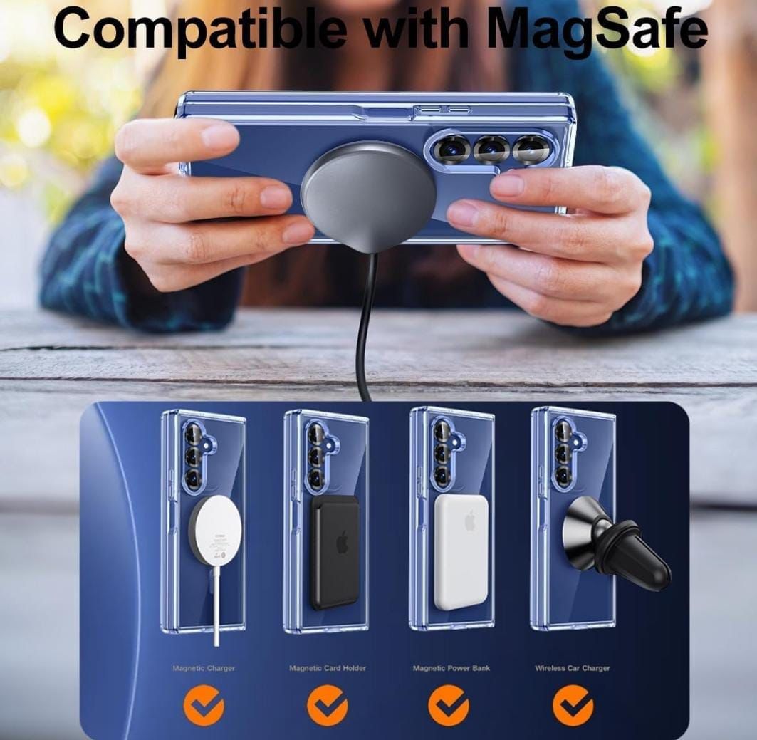 Samsung Z Fold 7 MagSafe-Compatible Clear Protective Case – Shockproof, Magnetic & Wireless Charging Ready