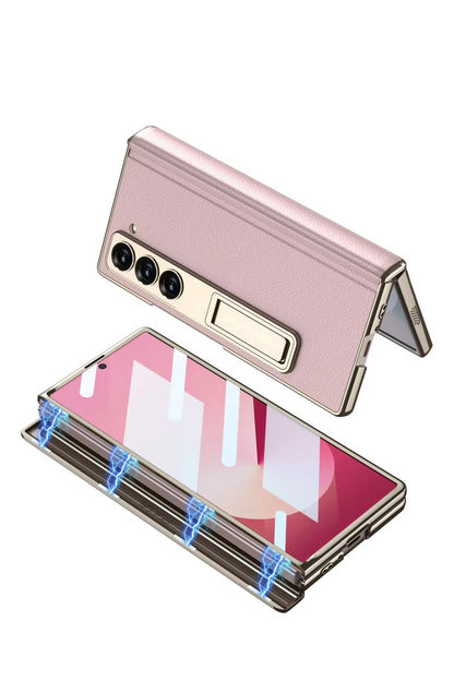 GKK Original Leather Armour Case – Magnetic Hinge & Tempered Front Glass for Samsung Fold 7 / Fold 6