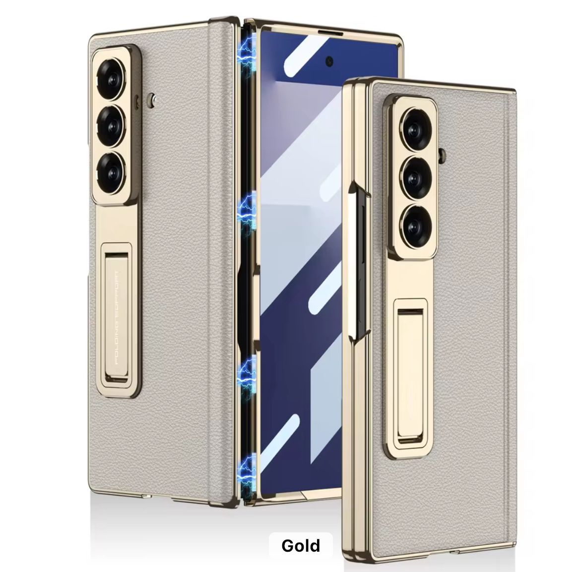 GKK Original Leather Armour Case – Magnetic Hinge & Tempered Front Glass for Samsung Fold 7 / Fold 6