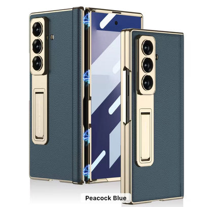 GKK Original Leather Armour Case – Magnetic Hinge & Tempered Front Glass for Samsung Fold 7 / Fold 6