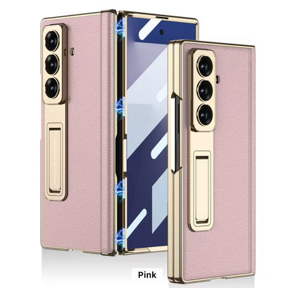 GKK Original Leather Armour Case – Magnetic Hinge & Tempered Front Glass for Samsung Fold 7 / Fold 6
