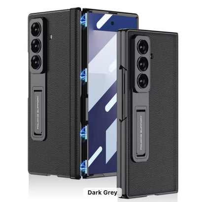 GKK Original Leather Armour Case – Magnetic Hinge & Tempered Front Glass for Samsung Fold 7 / Fold 6