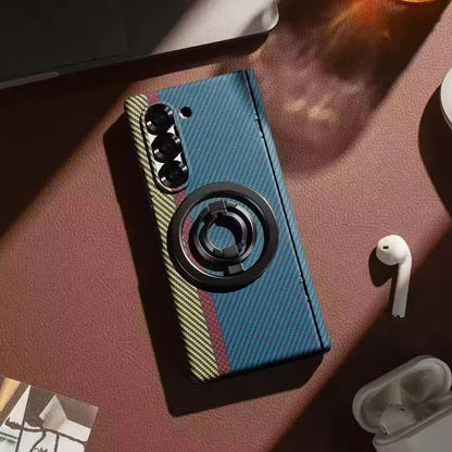 Carbon Fiber Case with Hinge Protection & Magnetic Metal Stand – Samsung Galaxy Z Fold 6 & Fold 7 – Front Glass, Premium 3 Colors