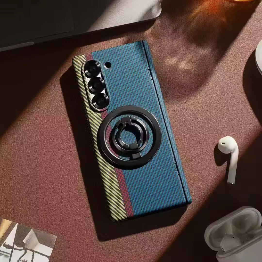 Carbon Fiber Case with Hinge Protection & Magnetic Metal Stand – Samsung Galaxy Z Fold 6 & Fold 7 – Front Glass, Premium 3 Colors