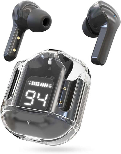 TRUE Ultrapod Pro TWS Transparent Bluetooth 5.3 Earbuds with LED Display, ENC Noise Reduction & 30H Battery Life