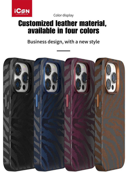 iCon™ Microfiber Zebra Print MagSafe Leather Case – Premium Protection with Bold Style